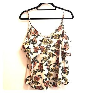 Floral cold-shoulder tank
